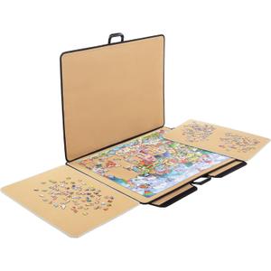 1000 Piece Portable Jigsaw Puzzle Board with Cover for Adults, Puzzle Case for Storage, 33.3'' x 23.6''Puzzle Mat with Sorting Trays, Non-Slip Surface