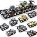 ENHANA 8 in 1 Building Blocks WW2 Army Tank Vehicle Heavy Duty Military Tank Building Kit Battle Brick Assembly MOC Model Kits for Boys Building Brick Toys for Children