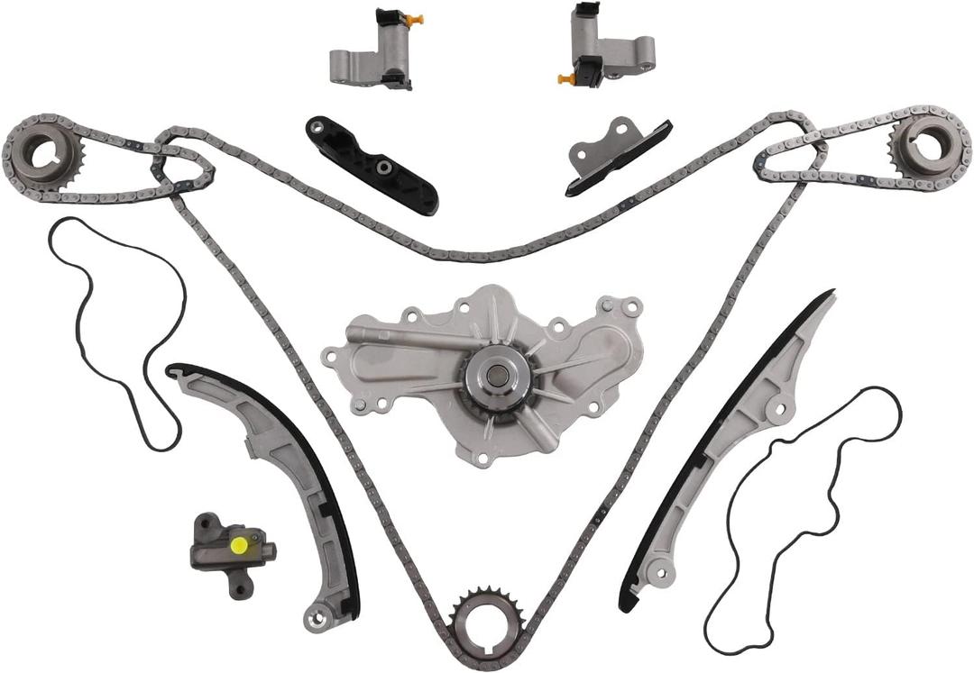 Timing Chain Kit + Water Pump Compatible with 2007-2010 Ford Mercury 3.5L Lincoln Mazda 3.7L DOHC Replace# AT4Z-6306-A