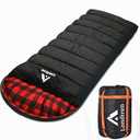Londtren Large 0 Degree Sleeping Bags for Adults Cold Weather Sleeping Bag Camping Winter Below Zero 20 15 Red Flannel Big and Tall