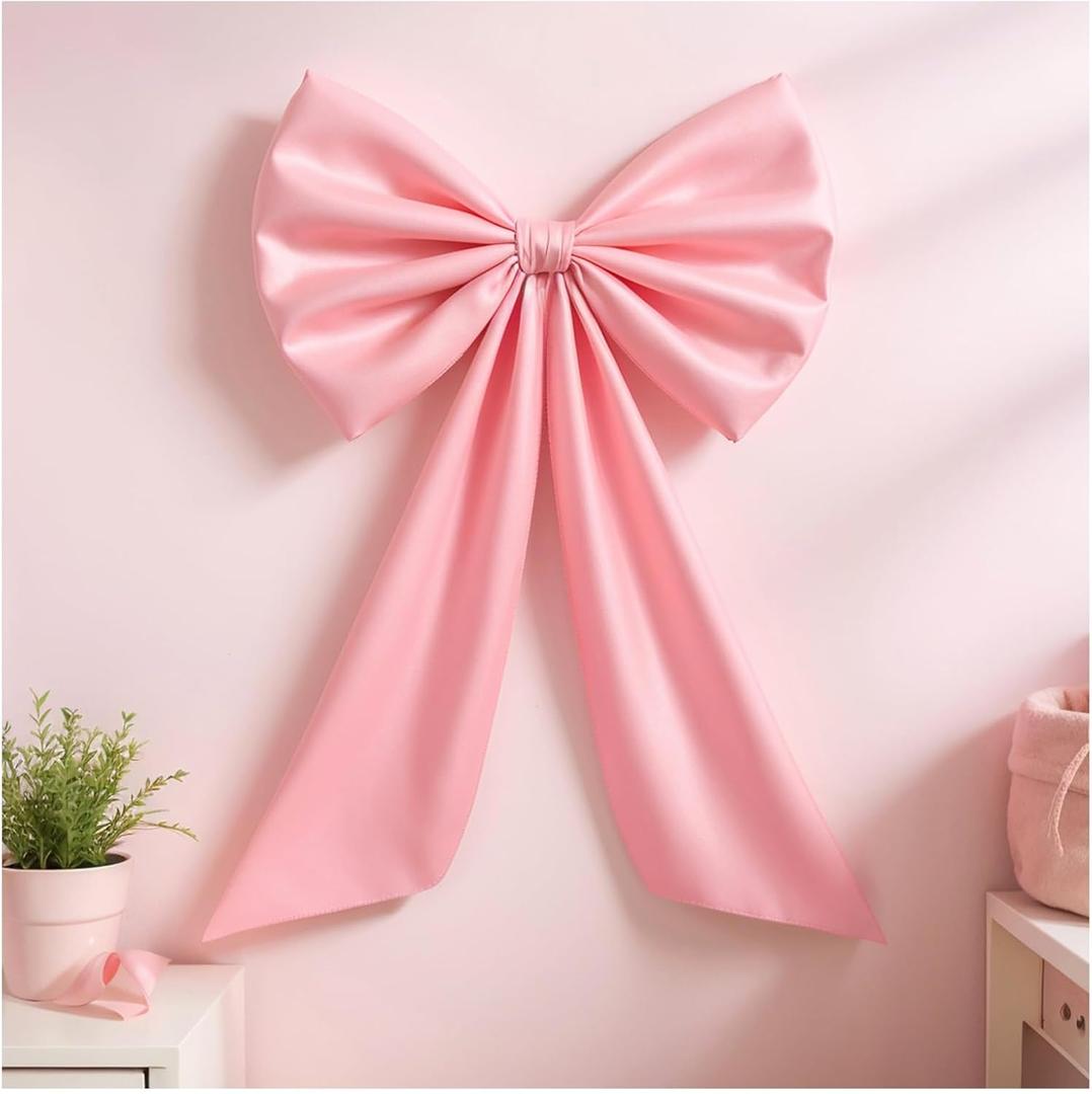 Pink Bow Birthday Decorations 40x24in Big Pink Bow Hidden Lining for A More Three-Dimensional Look Decorations for Bedroom Coquette Room Party Christmas Tree Supplies