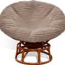 Papasan Chair Cushion Cover Only, Zippered Papasan Cushion Cover with 8 Ties, Removable Machine Washable Fluffy Papasan Chair Cushion Slipcover 50 Inch( Fit 45-50 Inch Papasan Cushion, Warm Brown)