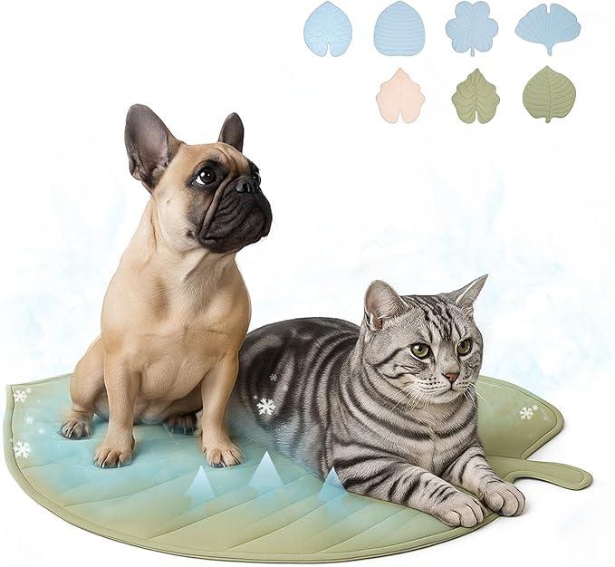Vagascape Dog Cooling Mat - Large Leaf Shaped, Washable, Non-Slip, Summer Pad for Dogs and Cats, Lightweight