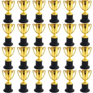 24 Pack Mini Trophies for Kids Awards,Plastic Gold Award Trophy Cups,Golden Award Trophy Cups Set,Gold Participation Trophys Cup for Party Favors,Rewards,Props,Sports,Competitions(4 in)