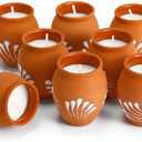 Nuanchu 12 Pcs Cantaritos De Barro Mexicanos Candles Mini 2 oz Mexican Candles Decorative Terracotta Clay Pottery Decorations Mexicanos Gifts for Cinco De Mayo Party Decorations(Elegant)