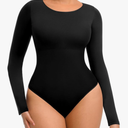 FeelinGirl Tummy Control Bodysuit for Women Long Sleeve Shapewear Thong Body Suit M/L