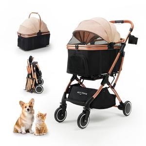 4 in 1 Dog Stroller with Detachable Carrier, One-Touch Foldable Dog Stroller for Small Dogs up to 50 Lbs, Cat Strollers for 2 Cats