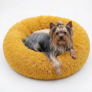 Calming Donut Dogs Beds for Small Dogs Washable,19inch Fluffy Round Puppy Bed for Puppies,Cats & Toy Breeds with Raised Rim,Fits up to 15 lbs Pets,Orange
