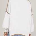 Saodimallsu Womens Fall Crew Neck Sweater Long Sleeve Color Block Sweaters Loose Casual Knit Pullover Tops (Small, White)