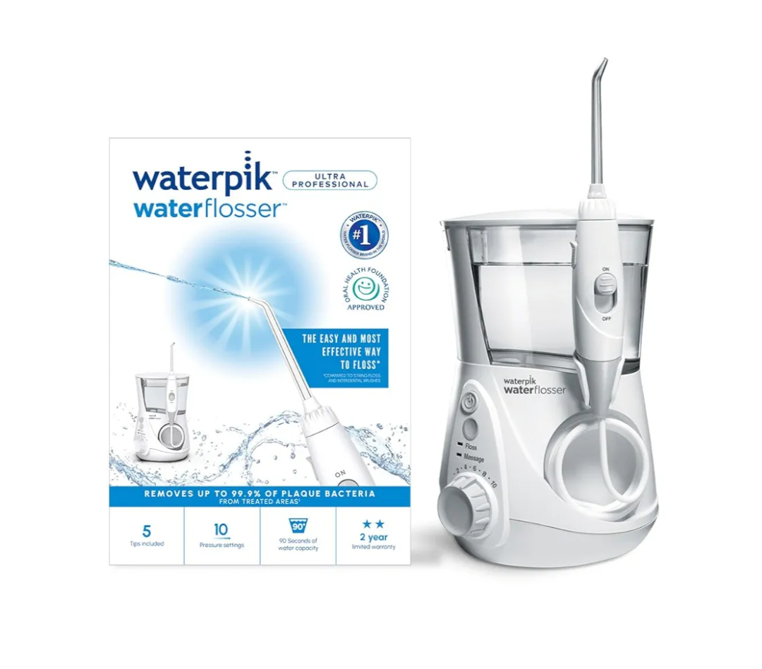 Waterpik Ultra Professional Water Flosser, 7 Tips, Advanced Pressure Control System, 10 Settings, Dental Plaque Removal Tool, White, WP-660UK, 2pin UK Bathroom Plug, Packaging may vary