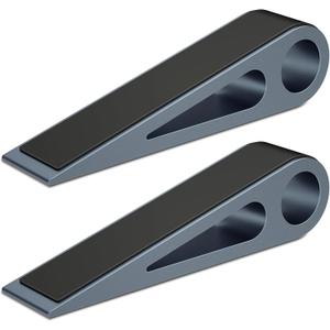 2 Pcs Heavy Duty Door Stopper for Bottom of Door, Aluminum & Rubber Door Stop Wedge- Keep Doors Open in Home, Apartment, Office, Hotel, 4.92L*1.02W*1.22H Inch,Blue