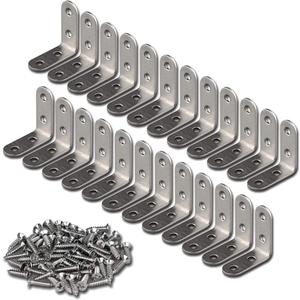 24 Pieces Stainless Steel Corner Braces (1.57 x 1.57 inch40 x 40 mm) Joint Right Angle Bracket Fastener L Shaped Corner Fastener Joints Support Bracket, 96 Pieces Screws Included
