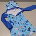 WYTbaby Baby Boy Rash Guard Swimsuit Set with Sun Hat, Long Sleeve One Piece Zipper Sunsuit for Infant Toddler, 100