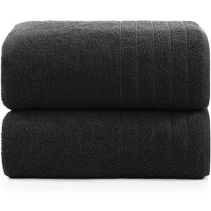 Casa Platino Bath Sheet Set, 2 Pack 36"x 72" 100% Cotton Bath Sheets, Lightweight Black Bath Towels, Highly Absorbent, Quick Drying