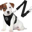 SlowTon Dog Seat Belt Harness for Car, Dog Car Harness Adjustable Mesh Breathable & Dog Seatbelt Safety Tether with Elastic Bungee for Small Medium Large Pets(Black, Double Clip, S)