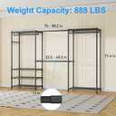 Ulif E1 Heavy Duty Closet Garment Rack, 6 Tiers Adjustable Metal Freestanding Expandable Clothing Storage with 4 Hanger Rods, Easy to Assemble Wardrobe Suit for 70 to 88.2" Space, 14"D x 71.4"H, Black