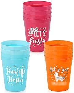 Tuitessine 12-Pack Fiesta Reusable Bachelorette Party Cups Mexican Cactus Let's Get Plastic Stadium Drinking Cup Final Fiesta Bridal Shower Party Supplies Cinco De Mayo Favors Summer