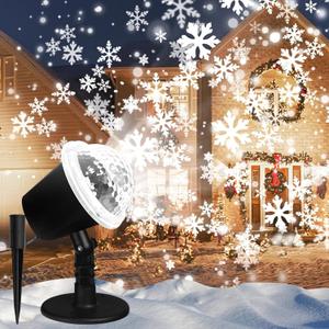 Christmas 2-in-1 Snowfall LED Light Projector - Christmas Snow Light with Waterproof Plug in Moving Effect Wall Mountable for Garden Ballroom, Party, Christmas, Holiday (2)