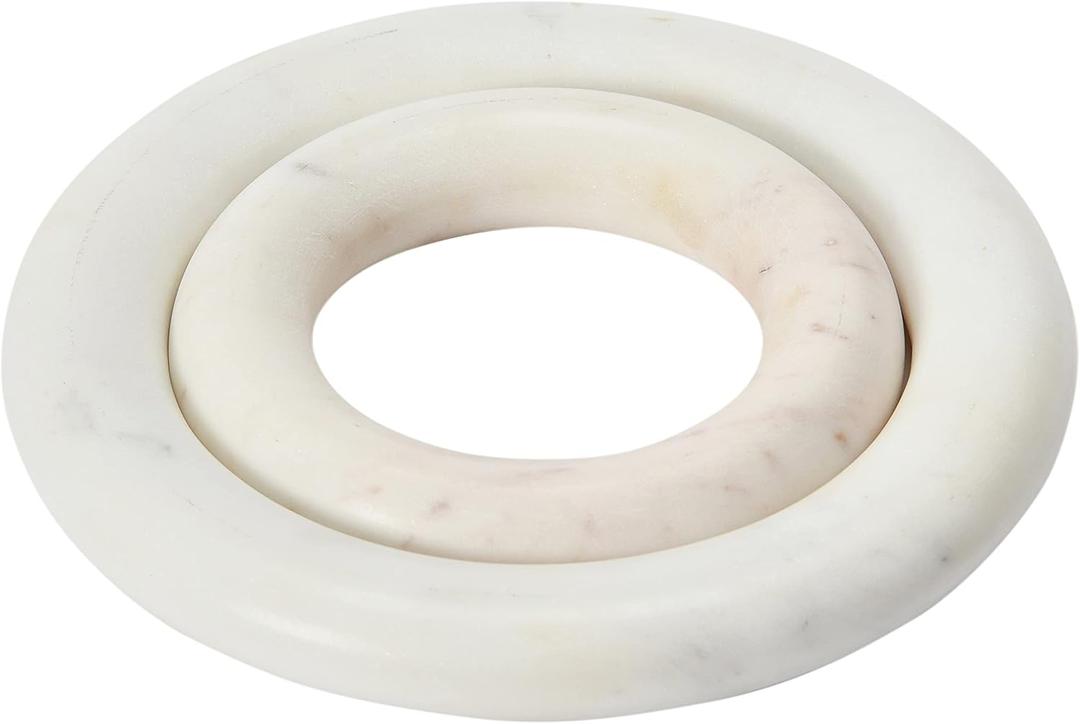Creative Co-Op Marble Trivets for Dining Table, Set of 2 (White)