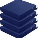 Outdoor Chair Cushions 16 x 17 Inch, Set of 4, Water Resistant Patio Chair Cushions with Tie 3 Year Color Fastness Thick Outdoor Seat Cushion for Garden Lawn Patio Furniture Navy
