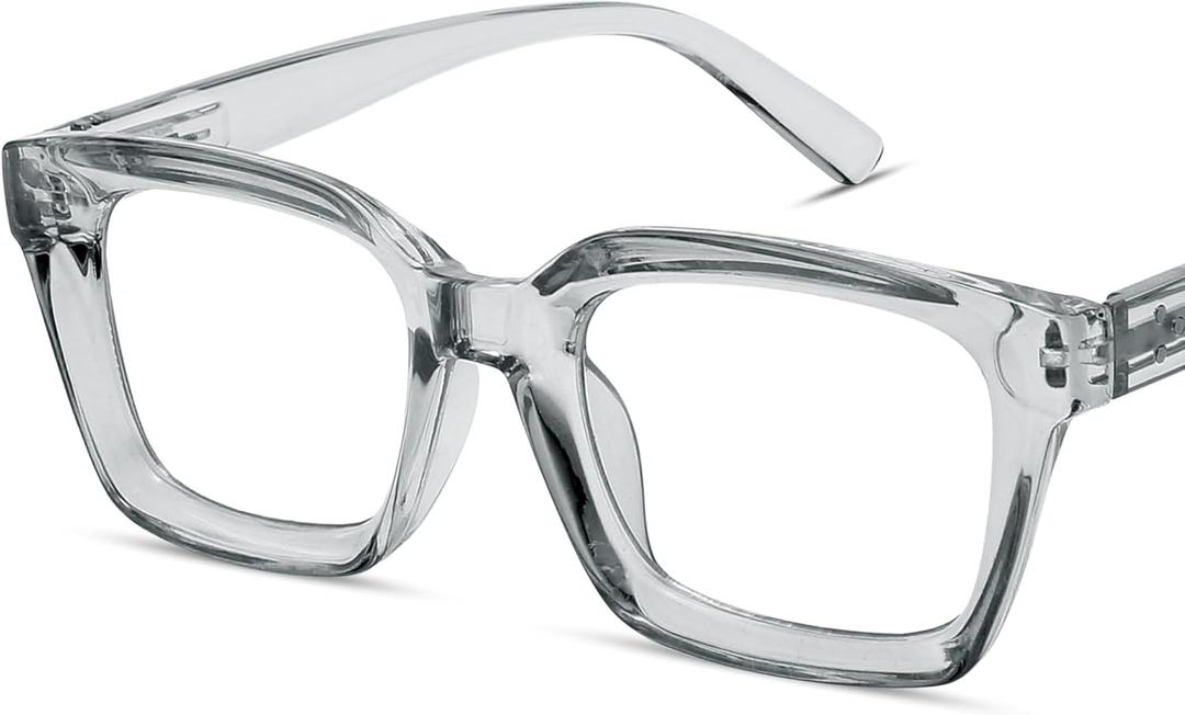 IBOANN Oversized Blue Light Glasses for Woman, Funky Fashion Glasses With Preppy Look, Reduce Screen Fatigue Computer Glasses (Medium, Seed Grey)
