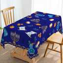Hafangry Hanukkah Tablecloth Jewish Chanukah Menorah Festival Holiday Party Decoration Star of David Table Cover Home Dining Room Kitchen Table Cloth Decor-6084inch