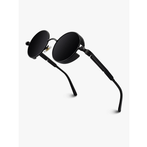 GQUEEN Retro Round Circle Steampunk Sunglasses Polarized Metal Alloy for Women Men MTS2