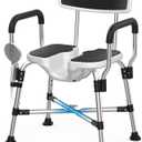 Heavy Duty Shower Chair for Inside Shower 450lb U-shape Shower Seat with Arm and Back for Elderly and Disabled Adjustable Height Medical Bathtub Stool Private Clean for Women Seniors Handicap