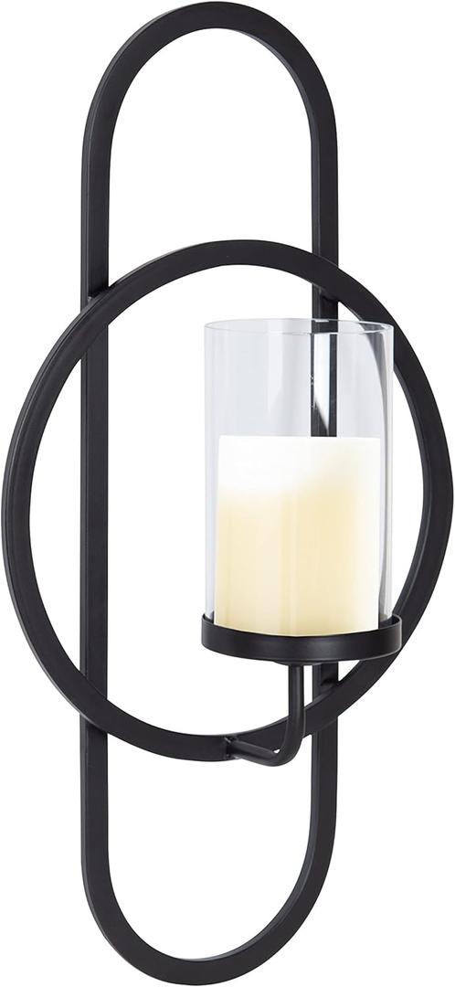 Kate and Laurel Jonas Metal Wall Sconce, 10 x 5 x 19, Black, Sleek Modern Iron Wall Sconce for Lighting and Decor