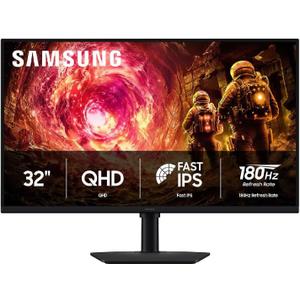 Samsung 32 Odyssey G5 G50F QHD Resolution Gaming Monitor, 180Hz Refresh Rate, Fast IPS Panel, HDR10, NVIDIA G-Sync Compatible, 1ms Response Time (GtG), AMD FreeSync, Adjustable Stand, LS32FG502ENXZA