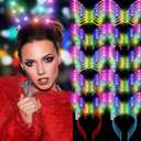 WILLBOND 40 Pcs Bunny Ears Headband Light up LED Headband Glow Hair Accessories for Women Costume Party Supply, 10 Colors