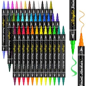 JR.WHITE 36 Colors Dual Tip Acrylic Paint Pens Paint Markers, Acrylic Markers for Rock Painting, Wood, Glass, Plastic, Fabric, Ceramic Painting Kit,Crafting Supplies for Adults and Kids (36 Count (Pack of 1)) JR.WHITE 36 Colors Dual Tip Acrylic Paint Pens Paint Markers, Acrylic Markers for Rock Painting, Wood, Glass, Plastic, Fabric, Ceramic Painting Kit,Crafting Supplies for Adults and Kids (36 Count (Pack of 1))