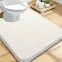 OLANLY Toilet Rugs U-Shaped 24x20, Extra Soft Absorbent Chenille Contour Bathroom Rugs for Toilet, Dry Quickly, Machine Washable, Non-Slip Bath Mat, Ivory