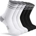 Gonii Crew Socks Women Running Hiking Thick Cushiones Athletic Socks 5-6 Pairs 8-10 Size (3 White + 3 Black)