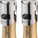 WOTOR Champagne Stoppers Stainless Steel, Prosecco Bottle Stopper with Food Grade Silicone, Reusable Champagne Cork & Saver, Leak proof Keep Fresh (Silver, 2 Pack)