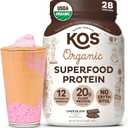 KOS Vegan Protein Powder Erythritol Free, Chocolate - Organic Pea Protein Blend, Plant Based Superfood Rich in Vitamins & Minerals - Keto, Dairy Free - Meal Replacement for Women & Men, 28 Servings, BBD 06/17/2027