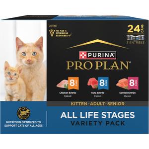 Purina Pro Plan High Protein Wet Cat Food Pate All Life Stages Classic Entree Variety Pack (EXP 03/01/28)