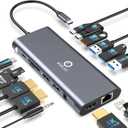 Docking Station 3 Monitors for HP/MacBook/Dell/Lenovo/Surface, USB C Docking Station with Dual 4K@60Hz HDMI & 4K DP, 14-in-1 USB C Hub with 100W PD, USB-A/C 3.1, 1Gbps Ethernet, SD/TF, 3.5mm Audio/Mic