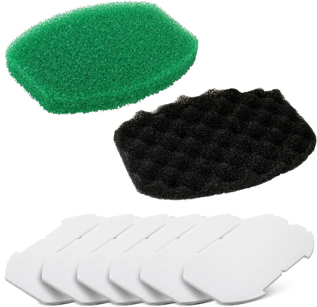 Pond Filter Pads Replacement for Aquagarden Inpond 5 in 1 600 and 6 in 1 900 Gallon Model, Foam Filters Sponge Set and Polymer Wool Pad for Outdoor Ponds Pump Filtration Maintenance Kit (Large, 8PCS)