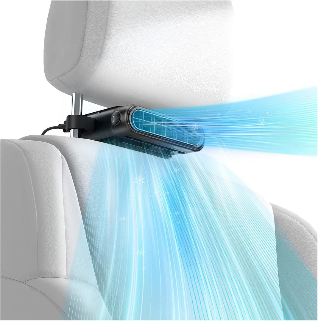 Car Seat Fan with Seatback Cooling Airflow for Driver & Back Seat Passengers, 3-speed Quiet USB Backseat Fan for Baby Rear Facing, Headrest Carseat Fan for Infant, Kids & Dogs