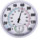 Indoor Outdoor Thermometer Hygrometer - Waterproof Hanging Wall Thermometer Decorative Outdoor Thermometer Large Numbers, No Battery Needed Outdoor Thermometers for Patio (10 Inch, White 10")