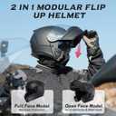 TRIANGLE Modular Motorcycle Helmets for Men Flip Up Full Face Helmet Dual Visor with Internal Sunshield DOT Approved, S
