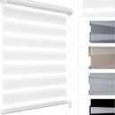 MYshade Custom Size Zebra Roller Shades Blackout(85%) Corded Zebra Blinds for Indoor Windows Dual Layer White Shades for Bedroom Bathroom Living Room Office Easy to Install