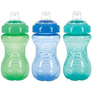 Nuby Pack of 3 No Spill Toddler Sippy Cups - Toddler Cups Spill Proof with Easy and Firm Grip - Blue, Aqua, Green Nuby Pack of 3 No Spill Toddler Sippy Cups - Toddler Cups Spill Proof with Easy and Firm Grip - Blue, Aqua, Green