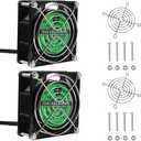 2pcs Computer Fan with AC Plug, 120mm x 25mm EC Axial Fan AC  220V/240V, Brushless Cooling Fan with Dual Ball Bearings for Desktop DIY Cooling Ventilation Projects(14/16W-50/60Hz)