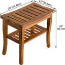 VaeFae Teak Shower Bench, Spa Bath Shower Stool with Storage Shelf, Wooden Seat Stool for Bathroom