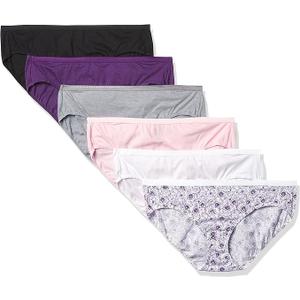 Hanes Ultimate Women's Hipster Panties 6-Pack, Moisture-Wicking Hipster Briefs, Hipster Underwear