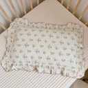 BuLuTu Cotton Muslin Kids Toddler Pillowcase with Cute Azalea Flowers Pattern Super Soft Crib Nursery Pillowcase for Boys, Girls, Bedding Decor Machine Washable, Durable Pillowcase,1 Piece, Standard (Standard (20"x26"))