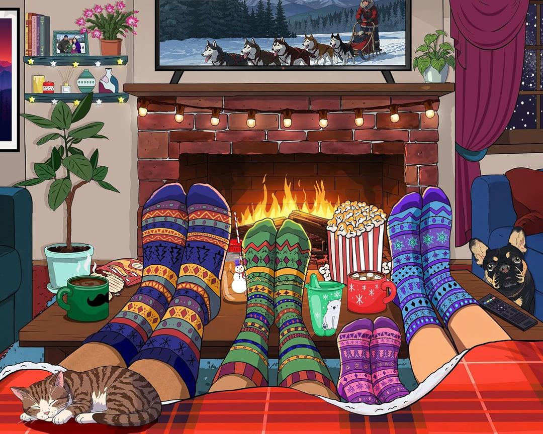 Springbok Snuggle Season 500 Piece Jigsaw Puzzle for Adults and Family - Christmas and Holiday Puzzle - Unique Cut Pieces - Made in USA