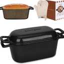 Oval Enameled Dutch Oven for Bread Baking - 3.6QT Cast Iron Sourdough Bread Pan with Lid (Black)